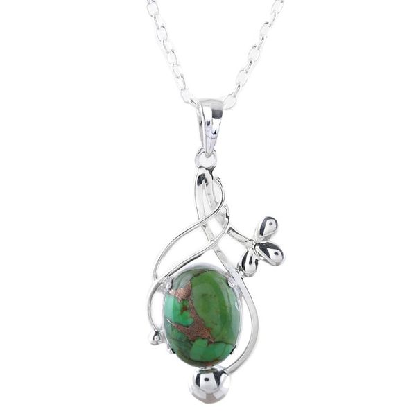 Alternate image for Sterling Silver Necklace with Green Composite Turquoise Sky Secret in Green