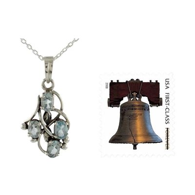 Alternate image for Blue Topaz and Sterling Silver Necklace India Jewelry Twirling