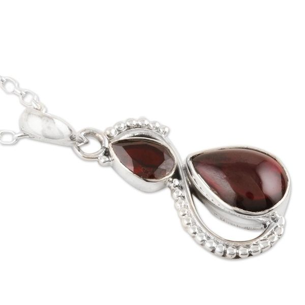 Alternate image for Two-Garnet Pendant Necklace from India Fireglow