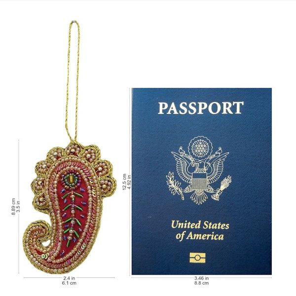 Alternate image for Set of Four Beaded Paisley Ornaments from India Brilliant Paisleys