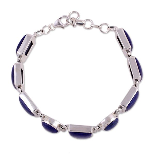 Alternate image for Sterling Silver Lapis Lazuli Bracelet Indian Jewelry Connected