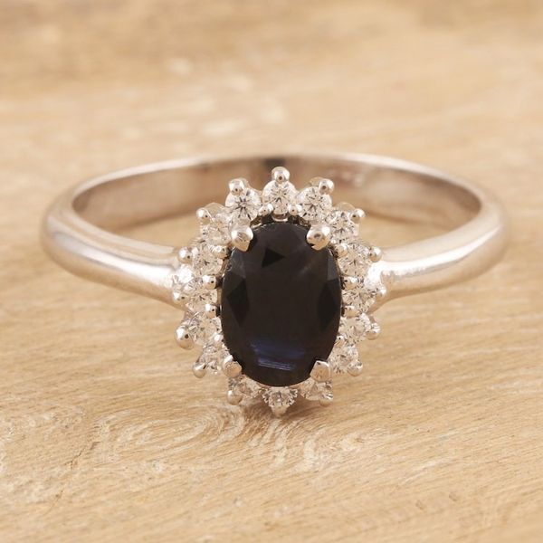 Alternate image for Hand Crafted Rhodium-Plated Blue Sapphire Cocktail Ring Crown of Destiny
