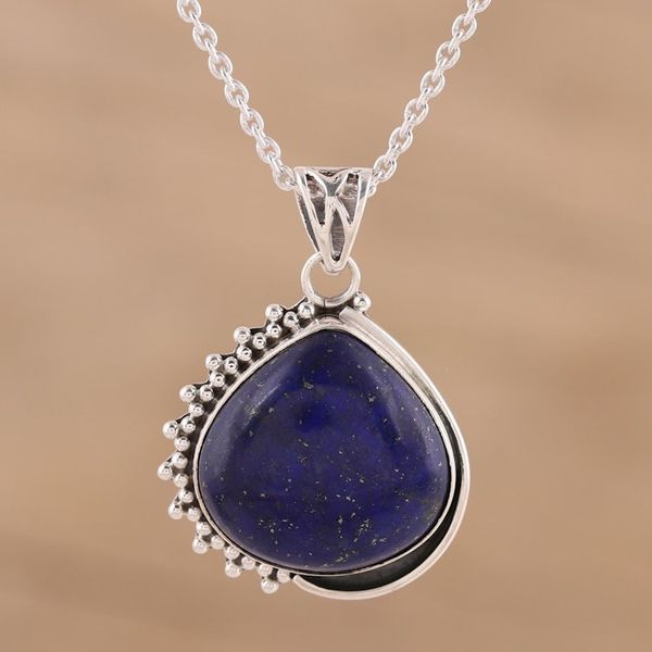 Alternate image for 925 Sterling Silver Blue Lapis Lazuli Pendant Necklace Blue Daydream