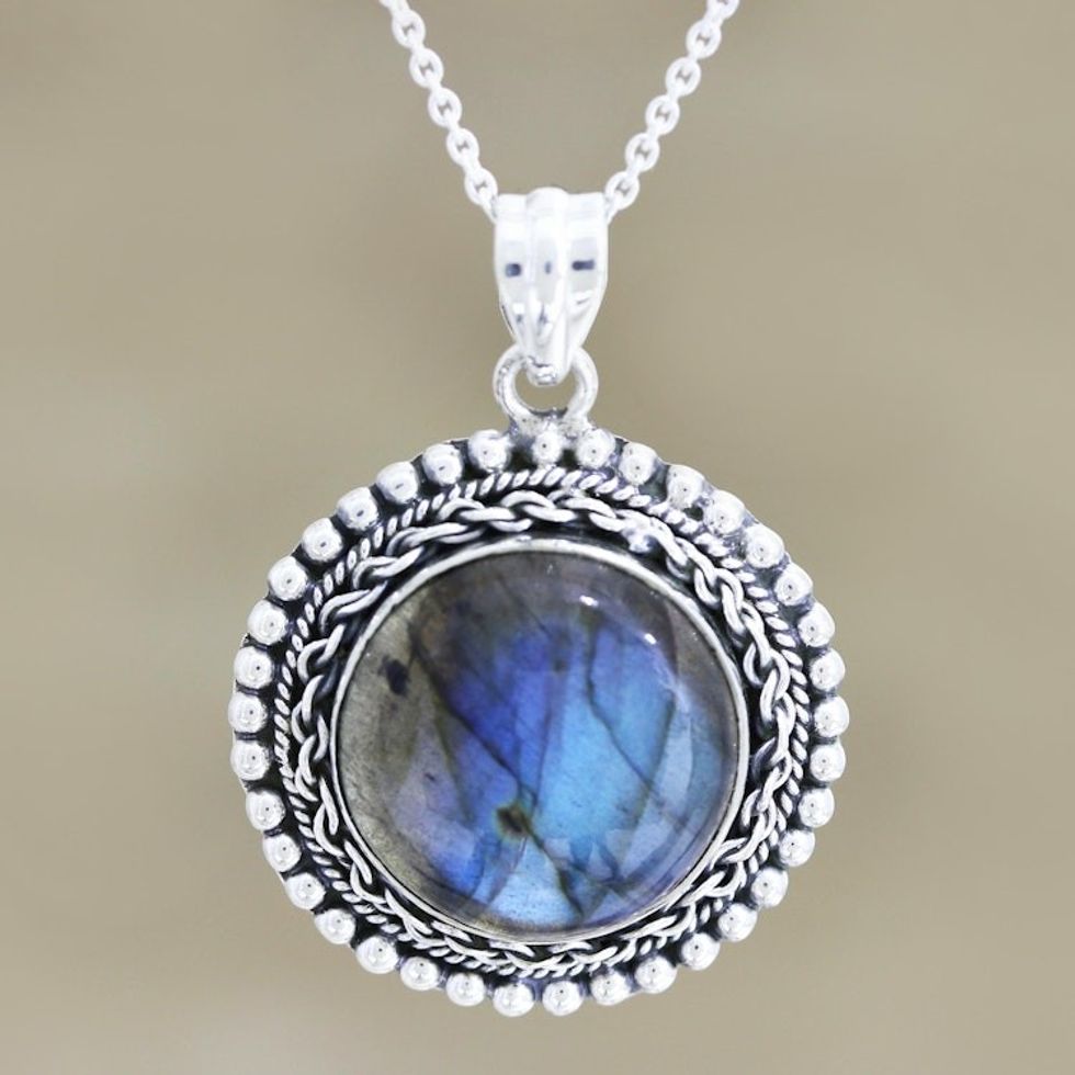 Hand Crafted Labradorite and Sterling Silver Necklace 'Dusk Falls'