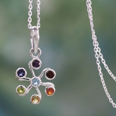 Alternate image for Multi Gemstone Sterling Silver Necklace Chakra Jewelry Harmony Within