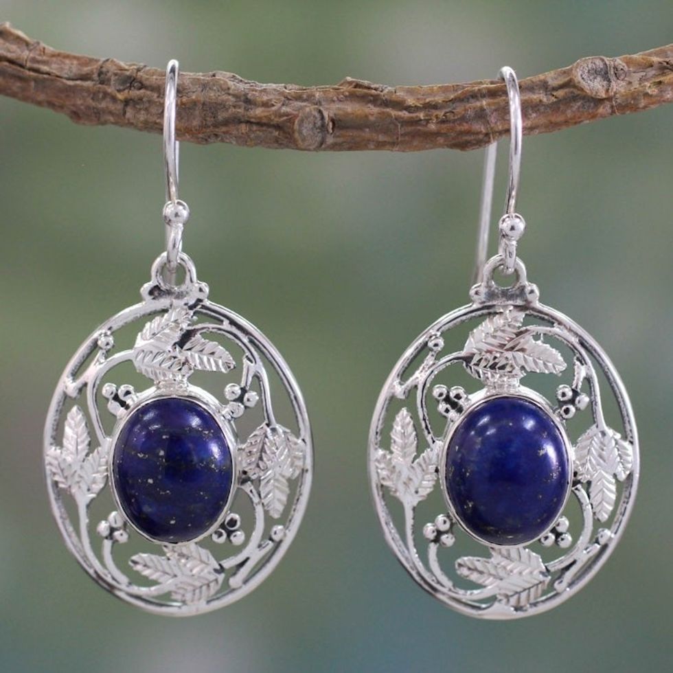 Fair Trade Lapis Lazuli Handcrafted Earrings 'Ocean Avatar'