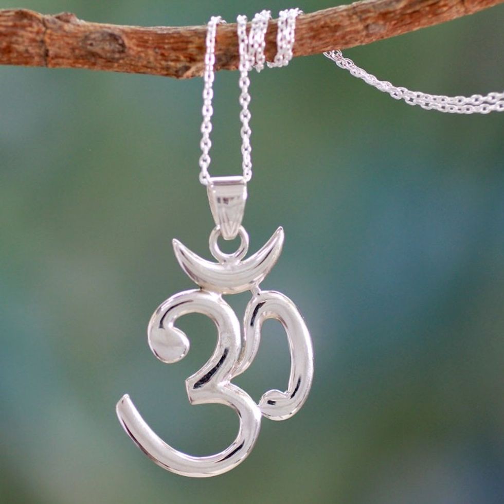 Hand Crafted Sterling Mantra Necklace from India 'Shiva Mantra'