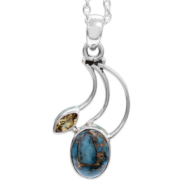 Alternate image for Citrine Silver Necklace with Composite Turquoise Modern Mystique