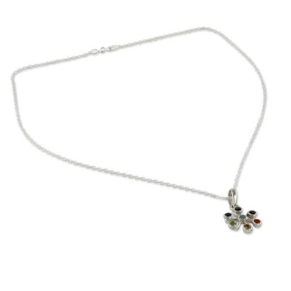 Alternate image for Multi Gemstone Sterling Silver Necklace Chakra Jewelry Harmony Within