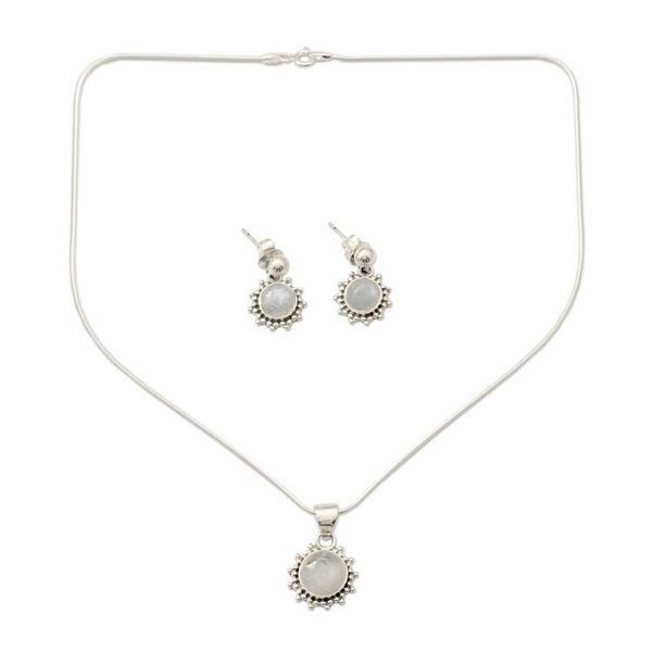 Alternate image for Sterling Silver Rainbow Moonstone Jewelry Set Goddess