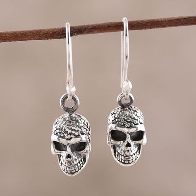 Alternate image for Sterling Silver Skull Dangle Earrings from India Grinning Skulls