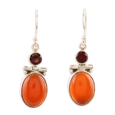 Alternate image for Hand Crafted Garnet and Carnelian Gemstone Dangle Earrings Charming Union