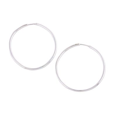 Alternate image for Handcrafted Polished Sterling Silver Endless Hoop Earrings Timeless Charm