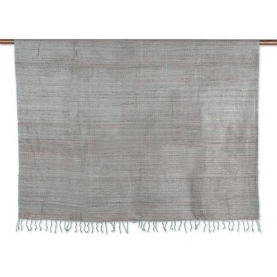 Alternate image for Taupe Turquoise 100 Silk Throw Blanket Hand-Woven in India Turquoise Fantasy