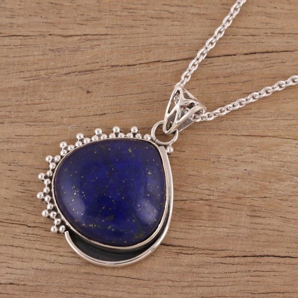 Alternate image for 925 Sterling Silver Blue Lapis Lazuli Pendant Necklace Blue Daydream