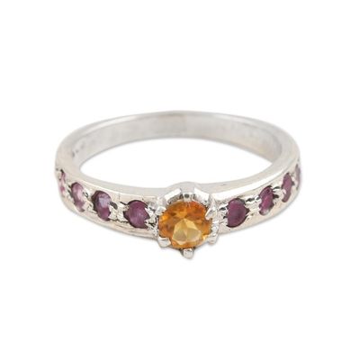 Alternate image for Indian Citrine and Ruby Solitaire Ring Shimmering Union in Yellow