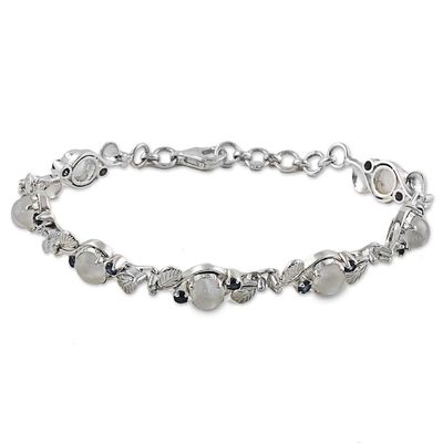 Alternate image for Sterling Silver Moonstone Sapphire Link Bracelet India Moon Blue