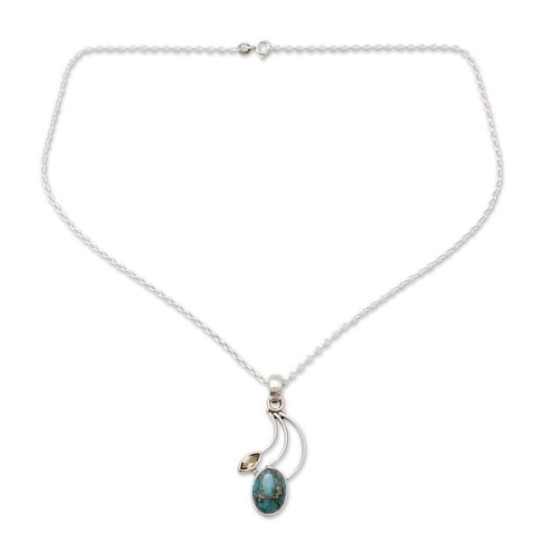 Alternate image for Citrine Silver Necklace with Composite Turquoise Modern Mystique