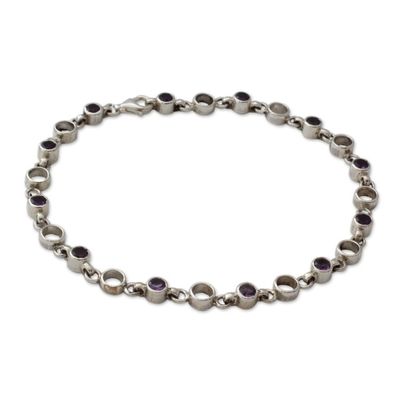 Alternate image for Fair Trade Jewelry Amethyst Sterling Silver Anklet Elegant Simplicity
