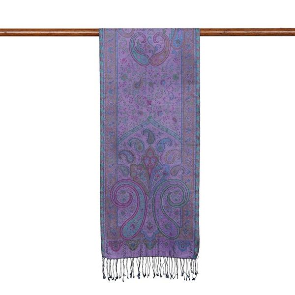 Alternate image for Traditional Paisley Silk Scarf in Blue and Purple Hues Azure Eden