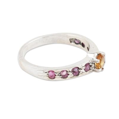 Alternate image for Indian Citrine and Ruby Solitaire Ring Shimmering Union in Yellow