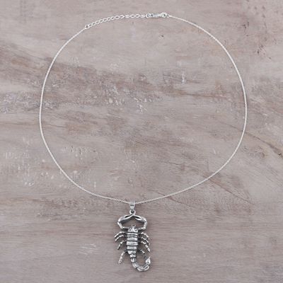Alternate image for Sterling Silver Scorpion Pendant Necklace from India Power of the Scorpion