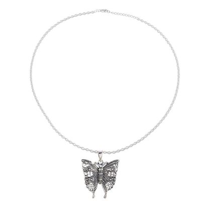Alternate image for Butterfly Sterling Silver Pendant Necklace from India Dazzling Butterfly