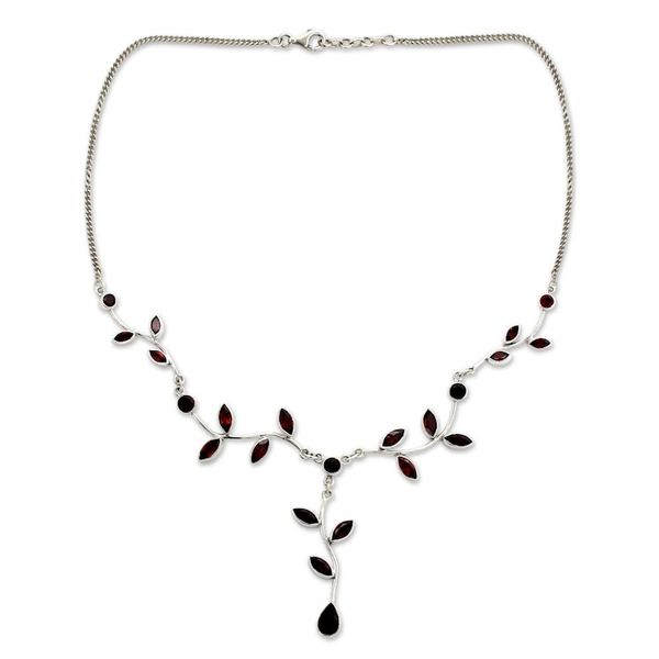 Alternate image for Fair Trade Womens Garnet and Sterling Silver Y Necklace  Parwatis Passion