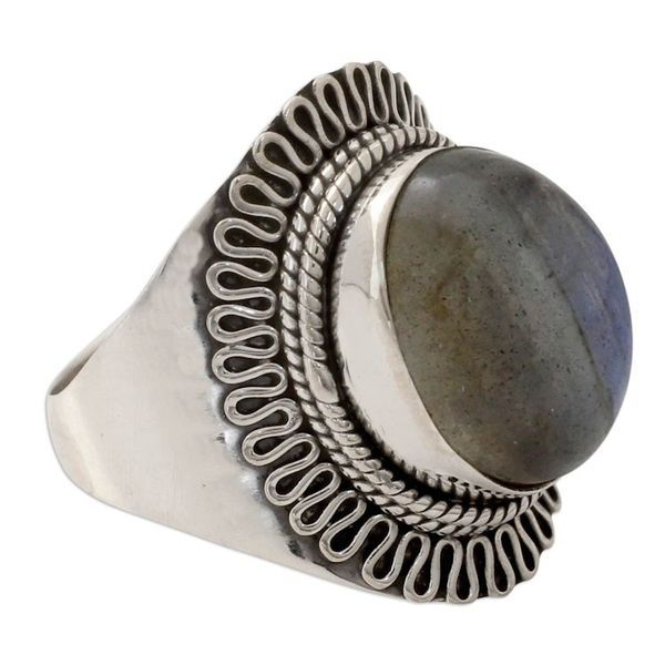 Alternate image for Artisan Made Labradorite and Sterling Cocktail RIng Regal Infinity