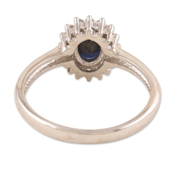 Alternate image for Hand Crafted Rhodium-Plated Blue Sapphire Cocktail Ring Crown of Destiny