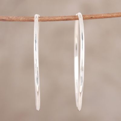 Alternate image for Handcrafted Polished Sterling Silver Endless Hoop Earrings Timeless Charm