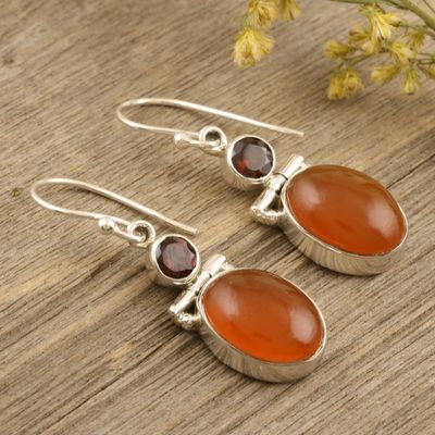 Alternate image for Hand Crafted Garnet and Carnelian Gemstone Dangle Earrings Charming Union