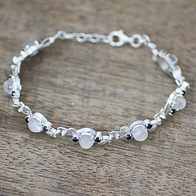 Alternate image for Sterling Silver Moonstone Sapphire Link Bracelet India Moon Blue