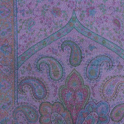 Alternate image for Traditional Paisley Silk Scarf in Blue and Purple Hues Azure Eden