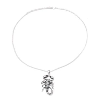 Alternate image for Sterling Silver Scorpion Pendant Necklace from India Power of the Scorpion