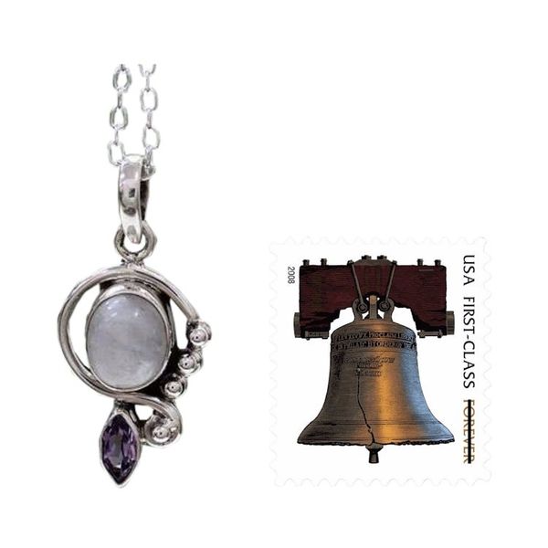 Alternate image for Rainbow Moonstone Handcrafted Amethyst Silver Necklace Yours Forever
