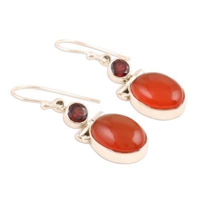 Alternate image for Hand Crafted Garnet and Carnelian Gemstone Dangle Earrings Charming Union