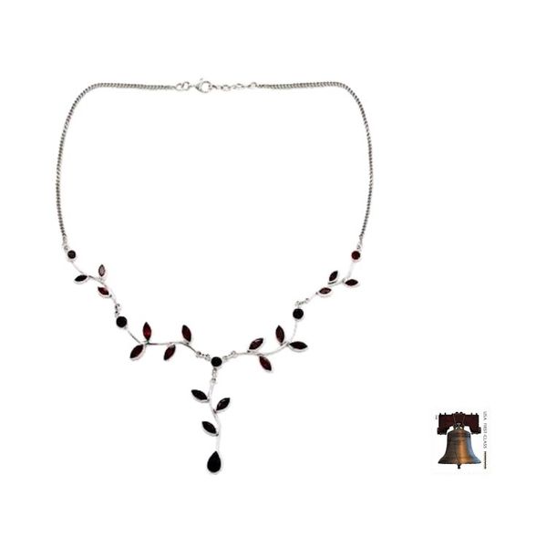 Alternate image for Fair Trade Womens Garnet and Sterling Silver Y Necklace  Parwatis Passion