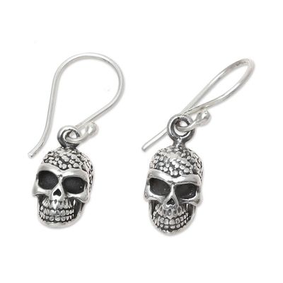 Alternate image for Sterling Silver Skull Dangle Earrings from India Grinning Skulls
