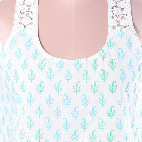 Alternate image for Block-Printed White Cotton Blouse from India Summer Desire