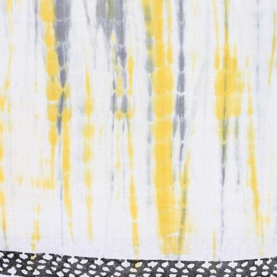 Alternate image for Yellow and Black Batik-Dyed Cotton Scarf from India Busy Bumblebees