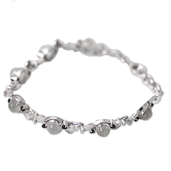 Alternate image for Sterling Silver Moonstone Sapphire Link Bracelet India Moon Blue