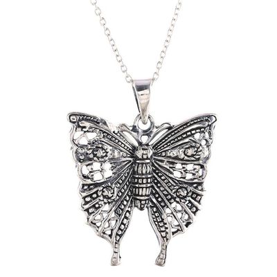 Alternate image for Butterfly Sterling Silver Pendant Necklace from India Dazzling Butterfly
