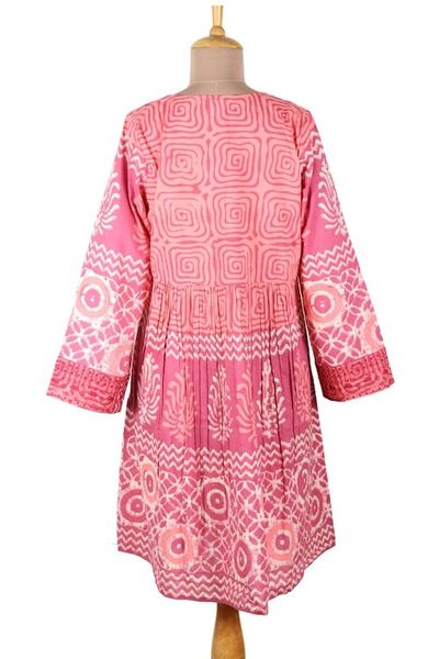 Alternate image for Embroidered Cotton A-Line Dress from India Petal Pink