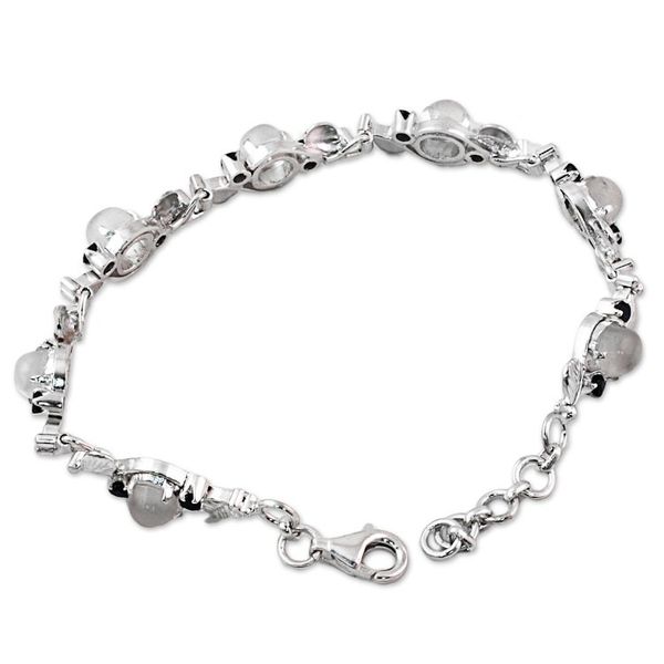 Alternate image for Sterling Silver Moonstone Sapphire Link Bracelet India Moon Blue