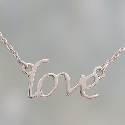 Alternate image for Handcrafted Sterling Silver Love Theme Pendant Necklace Love Note
