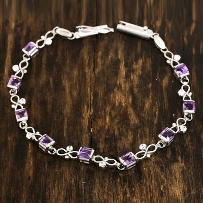 Alternate image for Amethyst and Sterling Silver Figure Eight Link Bracelet Beauty to Infinity