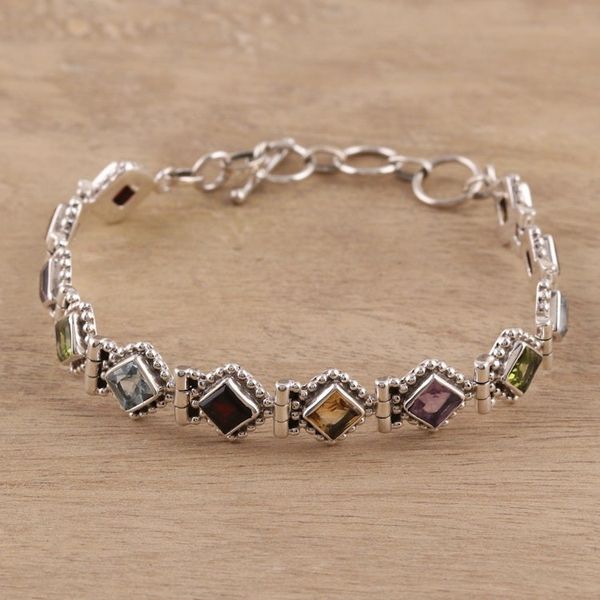 Alternate image for Sterling Silver Citrine Amethyst Blue Topaz Tennis Bracelet Rainbow Dream