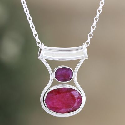 Alternate image for Sterling Silver Pendant Necklace with 13-Carat Ruby Gems Simply Passion