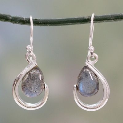 Alternate image for India Labradorite and Silver Handcrafted Earrings Sublime Symmetry
